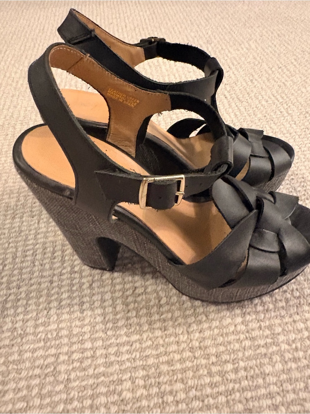Anthropologie Black Women's Platform Heeled Sandals